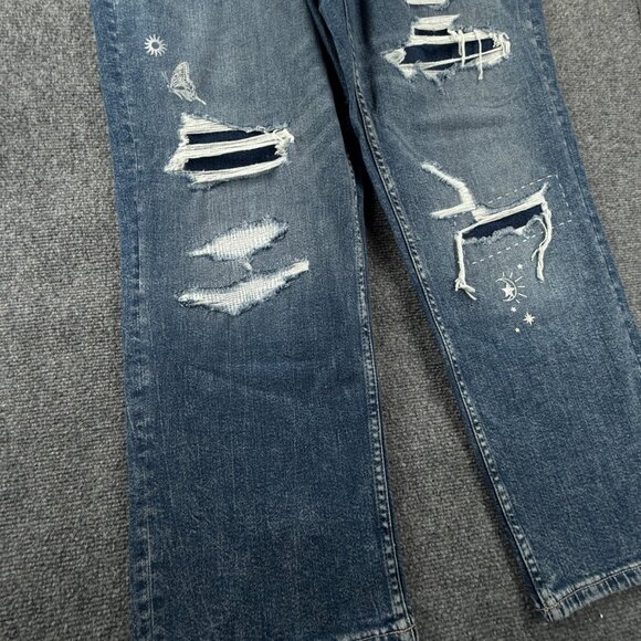 NWT Arizona Jeans Women Distressed Painted Vintage Straight Size 17 High Rise - Picture 5 of 16